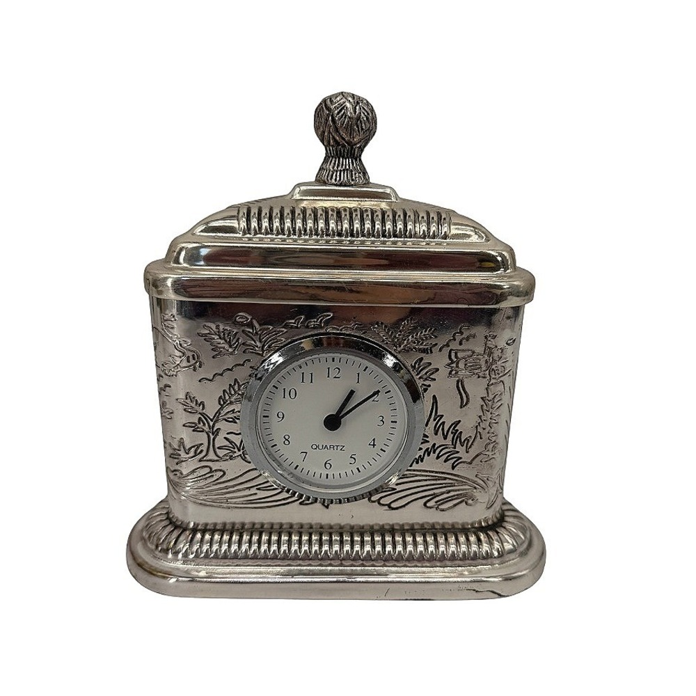 Andrea by Sadek Desk Clock Chinoiserie Triangular Trinket Tea Box Caddy